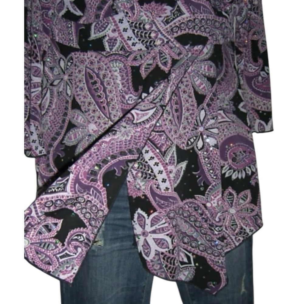 Vintage 90's Blouse Purple Glitter Whimsigoth Goth Fairycore Witchy y2k Boho alt - Picture 6 of 10